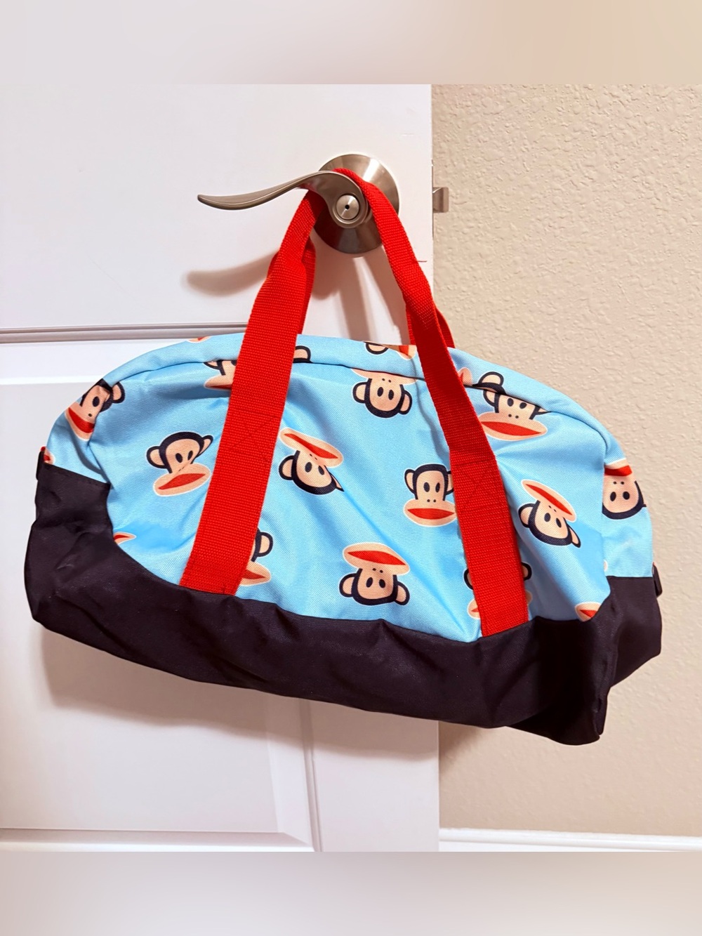 Classic Paul Frank Light Blue Monkey Print Duffle Bag